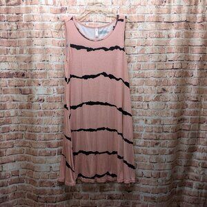Weaczzy Dress Pink and Black Striped Sleeveless  Size Med